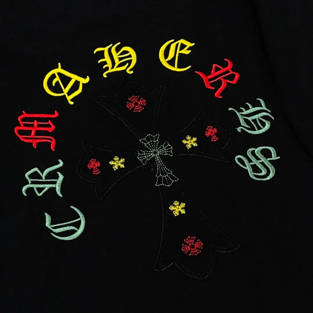 P180 Chrome Hearts 25 high version fabrics made of 300g high-density cotton, no deformation, no shrinkage, complete with three labels, same style for men and women, process: patch embroidery, color: white, black, gray SIZE: S-XL